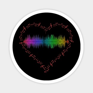 Heart shape musical notes with sound wave inside Magnet